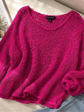 Trouvé Fuchsia Pink Open Knit Oversized Sweater Size M